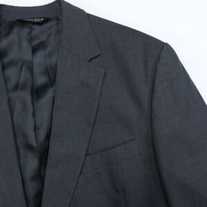 Jos A Bank Sport Coat Blazer 43L Gray Blue Plaid Wool 2 Button